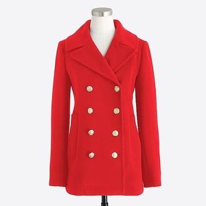 J. Crew Factory Electric Red Wool Peacoat, Size 6